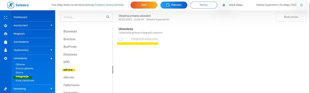 włączenie integracji edrone