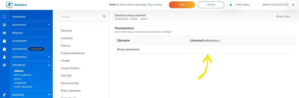 podawanie adresu email do powiadomień