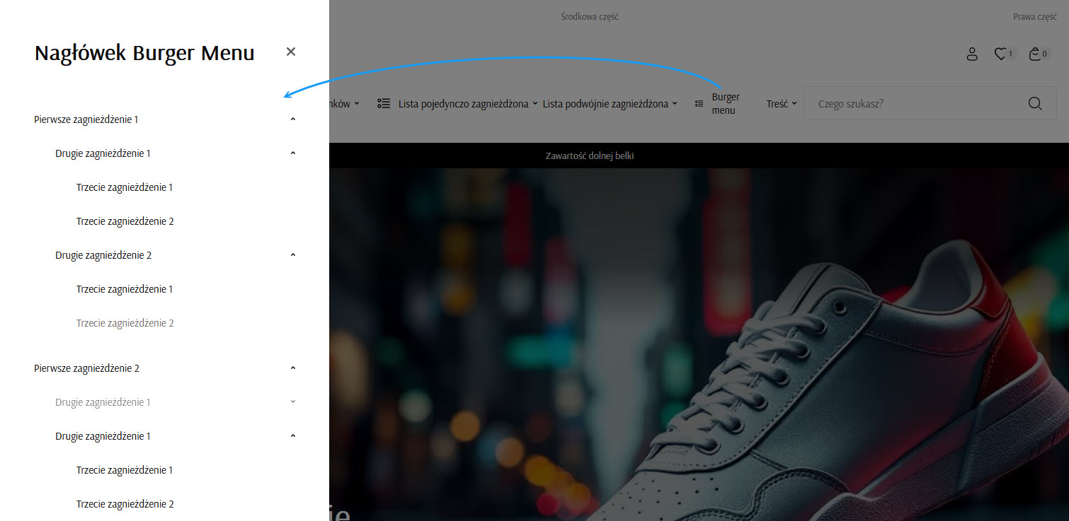 Selesto - Wygląd - CMS - Menu - Burger Menu