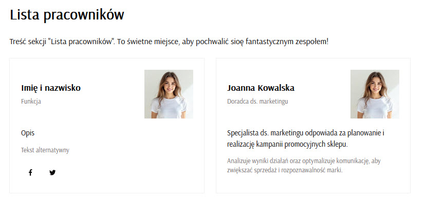 Selesto - opis sekcji Lista pracowników