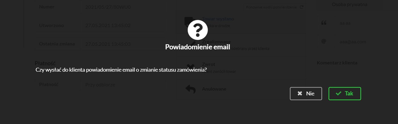 potwierdzenie email o zmianie statusu zamówienia